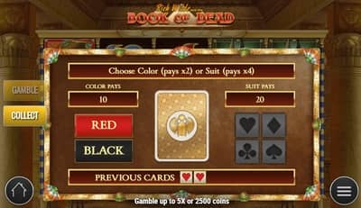 Gamble funktion i Book of Dead Slot